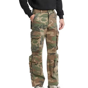 Custom Large Size Men's Casual Camo Cargo Pants 3D Pockets Straight <b>Baggy</b> Trousers for Outdoor Coaches Tactical Multi-Size Pants - Product Image 1