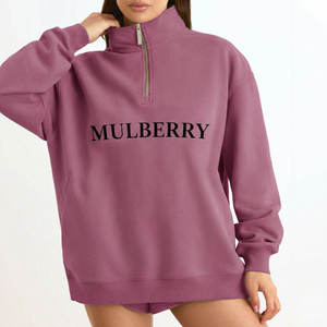 OEM ODM Service Custom Women's Oversized Heavyweight Sequined Front Half Zipper Mock Neck Winter <b>Long</b> <b>Sweatshirt</b> Sorority - Product Image 3