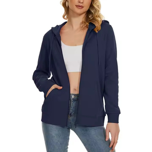 Logo personnalisé Design 2025 Fermeture à glissière Pull en coton Sweat-shirt respirant à capuche longue longueur pour les femmes - Product Image 3