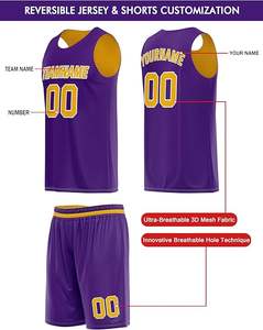 Conjunto de Uniforme de Baloncesto Reversible Personalizado - Camiseta y Pantalones Cortos para Jóvenes, Hombres y Mujeres con Logotipo, Nombre y Número Personalizados - Product Image 3