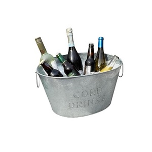 Set Of 2 <b>Red</b> Painted Galvanized Beverage Tub With Handle For Ice Storage Drinking Use Home Bar Garden Decorative Beverage Tub - Product Image 4