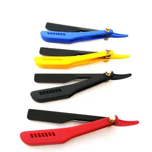 Navaja de afeitar de peluquero multicolor de alta calidad, navaja de afeitar recta, corte de garganta, cuchillo plegable con logotipo personalizado - Product Image 3
