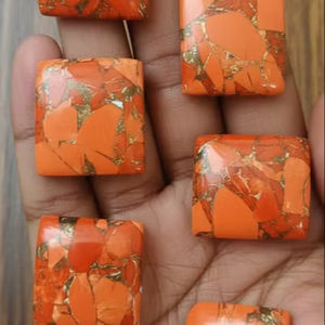 หินมะฮอกกานีออบซิเดียนคุณภาพดีที่สุดจากอินเดีย สำหรับทำเครื่องประดับ รูปทรงสี่เหลี่ยมผืนผ้า ด้านหลังแบน สีเทอร์ควอยซ์ ลด 20% พร้อมของแถม - Product Image 1