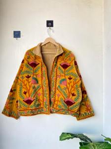 Floral terciopelo algodón Suzani bordado Boho chaqueta de invierno nuevo diseñador abrigo Navidad regalo festivo Casual prendas de vestir capas - Product Image 5