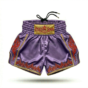 Pantalones Cortos de Muay Thai de Poliéster con Costuras Reforzadas, Parche Bordado Profesional, Pantalones Cortos de Kickboxing de Alta Calidad, Envío Rápido - Product Image 5