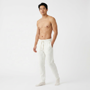 <b>Men's</b> <b>White</b> Cotton Sweatpants Elastic Waist Drawstring Casual <b>Joggers</b> Side Pockets Breathable Spring Wear - Product Image 4