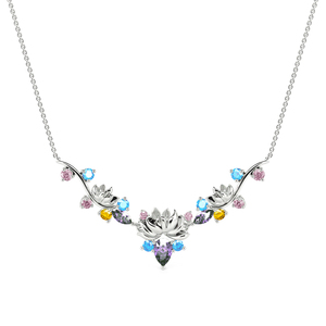 Collier Jeulia en argent sterling, fleur de lys aquatique, inspiré de la douceur du bassin - Product Image 1