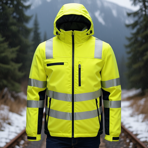 Winter High-Visibility Yellow-Black Softshell Jacket PREVENT TRENDLINE <b>Raincoat</b> - Product Image 3