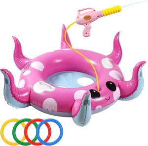 Bouée gonflable créative en forme de pieuvre pour enfants avec pistolet à eau, jouet de natation pour tout-petits de 3 à 12 ans, idéale pour les fêtes estivales en piscine et les activités de plein air - Product Image 1