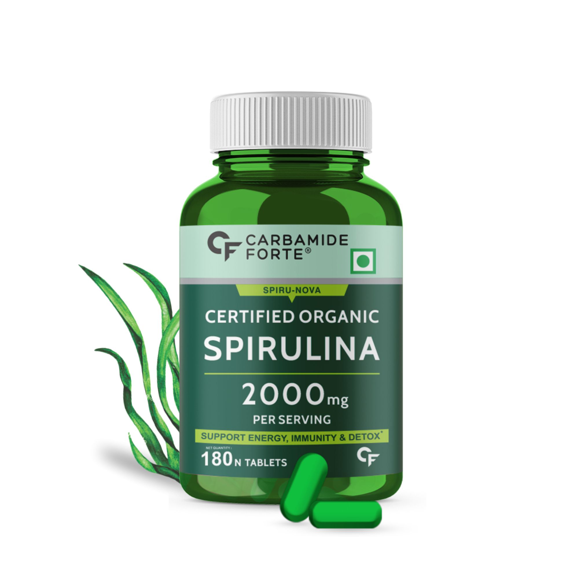 Organic Spirulina Tablets - 2000mg | High-Potency Nature Source by NOVUS LIFE SCIENCES PRIVATE LIMITED