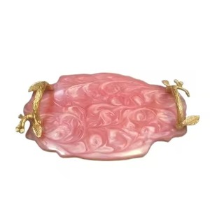 Bandeja de resina y madera hecha a mano de alta calidad con asas de acero para servir de lujo y exhibir la Mesa - Product Image 2