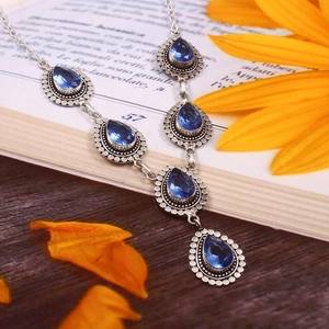 London Blue <b>Sapphire</b> Pear Cut GIA Certified Luxury <b>Necklace</b> Silver Handmade Jewelry Wholesale Supplier - Product Image 4