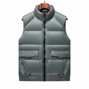 Chaleco de plumón de pato blanco 90% de alta calidad, chaqueta sin mangas térmica sólida clásica para hombre de invierno 2025, chaleco esponjoso acolchado cálido para hombre - Product Image 1