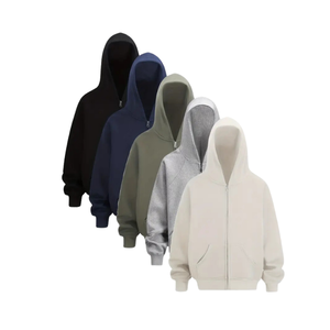 100% Cotton Zip Hoodie for Men Custom Graphic with Oversized Autumn Pullover Puff Printing Dot Pattern Design Hooded Collar - Product Image 1