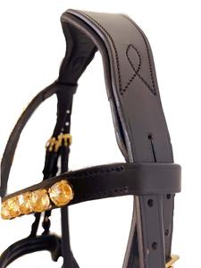 <b>GOLD</b> HANOVERIAN BRIDLE WITH <b>CROC</b> NOSE BAND - Product Image 4