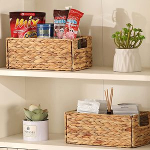 Paniers en jacinthe d'eau portables accrocheurs avec poignées Solution de stockage efficace pour organiser le papier toilette. - Product Image 5