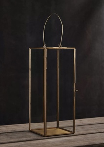 Candelabro de huracán de Metal dorado con forma cuadrada de Navidad, centro de mesa, caja votiva de cristal, decoración elegante para el hogar - Product Image 4