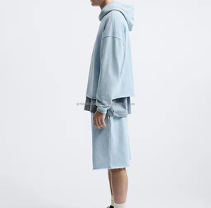 Sudadera con capucha 100% algodón con estampado puff, estilo vintage, lavado especial, hombros caídos, corte cropped, dobladillo sin rematar, estilo boxy, streetwear - Product Image 5