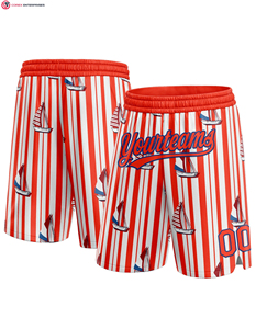 Pantalones Cortos de Baloncesto Auténticos Personalizados Naranja Real 3D Patrón de Veleros Estilo Casual Pantalones Cortos Elásticos Mediados de Punto Transpirable - Product Image 4