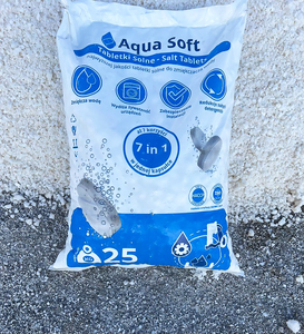 เกลือทำให้น้ำอ่อนเกรดอุตสาหกรรม อควา ซอฟท์ แบบเม็ด 25 กก. รับผลิตแบบ OEM แบรนด์ส่วนตัว โซเดียมคลอไรด์ NaCl ความบริสุทธิ์ 99.9% จากอียิปต์ - Product Image 1