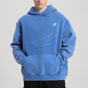 Nouveaux sweats à capuche décontractés pour hommes tendance, 100% coton molletonné, taille personnalisée, lavage à la pierre - Product Image 3