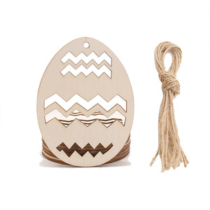 Pendentifs d'oeufs de Pâques <span class=keywords><strong>en</strong></span> <span class=keywords><strong>bois</strong></span> peints à la main 3D bricolage pour la décoration de la maison bébé gravé Tu corbeau pour l'atmosphère de fête - Product Image 5