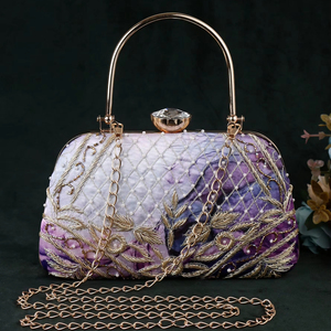 Large Capacity Indian Embroidered Clutch Bag <b>Mirror</b> Thread Work Ethnic Handmade Fashion Evening Purse Girls Polyester Material - Product Image 1