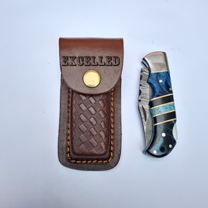 Couteau pliant damas personnalisé fait à la main couteau de poche multifonctionnel de survie en plein air avec manche en résine - Product Image 5