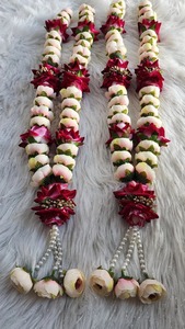 Guirnaldas florales Faux Garland Boda Varmala Novia Novio Mala Ceremonia de boda india Pooja Mala Joyería de flores artificiales frescas - Product Image 3