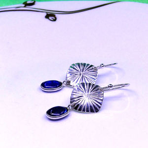 ชุดห้อยอัญมณีไคยาไนต์ชุบทองและ925ของผู้หญิงชุดห้อยต่างหูแฟชั่น - Product Image 2