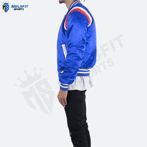 แจ็คเก็ตวาร์ซิตี้ผู้ชาย ผ้าซาตินไหม ระบายอากาศ กันลม คอตั้ง สีและโลโก้สั่งทำได้ ผลิตในปากีสถาน บริการ OEM ขายดี - Product Image 5