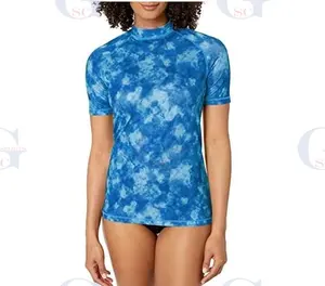 Camisa estampada de subolmação feminina, guardas de rash para mulheres feito sob encomenda fácil design de padrão camisa protetora mma e surf para mulheres