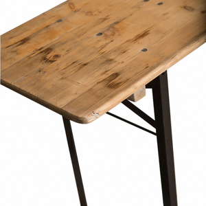 Biergarten Dining <b>Table</b> <b>with</b> Rustic Wooden Top and Black Metal Folding <b>Legs</b> Handcrafted Event <b>Table</b> for Weddings Gatherings - Product Image 4