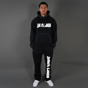 OEM haute qualité 100% coton hommes survêtement nouveauté mode jogging ensemble avec poches latérales imprimé survêtements pour garçons - Product Image 1