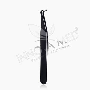 Ensemble de pinces à cils volume à pointe en fibre noire plasma à 90 degrés personnalisées Ensemble de pinces à cils en acier inoxydable de marque privée - Product Image 6