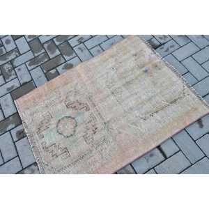 2.8x3.7 ft Vintage Turkish Rug, Small Rug, <b>Brown</b> <b>Wool</b> Rug - Product Image 2
