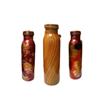 Bouteille d'eau artisanale en cuivre, design classique, en métal et verre, 500ml-1000ml, avec couvercle vissé en acier inoxydable, écologique