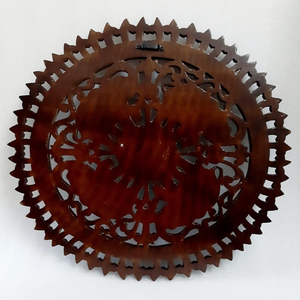 Hand Carved Wall Art <b>Decor</b> Wall Hangings Sculpture Carved Wooden Round <b>Panel</b> Home Accent Room Wall <b>Decoration</b> Walnut Finish - Product Image 6