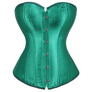 Kelly Green Satin Corset Body Shaping Shapewear Taille Minceur Bustier Lingerie pour Femmes Élégant Sexy Mode Porter - Product Image 1
