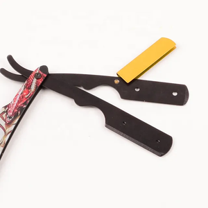 Vente en gros d'outils de barbier de rasage d'impression de mode Rasoir à cheveux et lames Rasoir droit pliable en acier inoxydable antique - Product Image 2