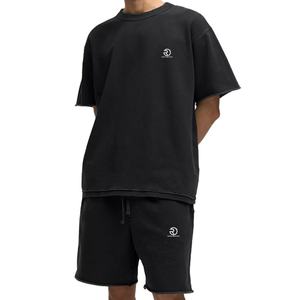 Ensemble de t-shirts d'été décontractés américains personnalisés en coton pour hommes, pantalons à manches courtes respirants avec coupe ample à la mode pour les couples - Product Image 2