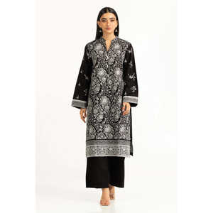 Conjunto de 2 Piezas de Blusa y Pantalones Bordados en Tela Negra para Mujer, Primavera/Verano - Product Image 1