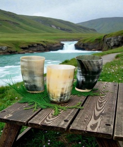 Vaso de Beber de Cuerno Corto de Búfalo Natural de Lujo con Variaciones de Color Natural para Ocasiones Especiales a Precio de Mayoreo - Product Image 1