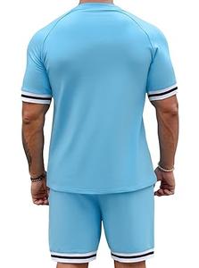 Conjunto Deportivo de Verano para Hombre, Fabricación Personalizada, Camisetas con Cuello Redondo, Conjunto Corto Transpirable, 100% Algodón, Ajuste Delgado para Gimnasio, 2 Piezas - Product Image 2