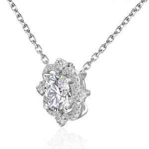 Collier pendentif trèfle de luxe en moissanite taille brillant 1 carat avec halo, en argent sterling 925, tendance et élégant pour femme - Product Image 3