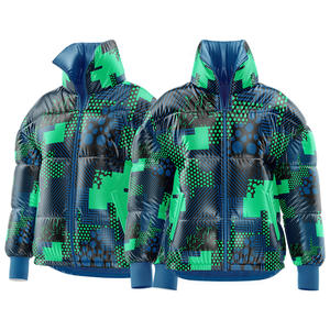 Veste matelassée en coton pour femmes personnalisée en gros col montant fermeture éclair manches longues motif solide vente chaude manteau d'hiver teint uni - Product Image 6