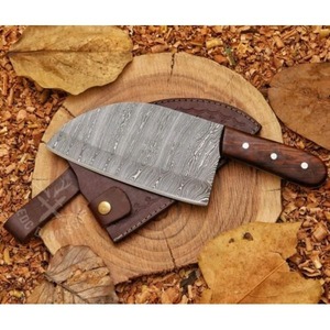 มีดทำครัวเหล็กดามัสกัสด้ามจับไม้สวยงานทำมือปรับแต่งได้ OEM ปลอกหนังสำหรับ DIY - Product Image 4