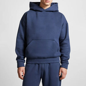 Alta calidad 500 Gsm Fleece Streetwear chándal de gran tamaño de pierna recta Joggers hombres chándal conjunto de chándales de lana - Product Image 3