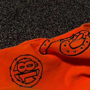 Pantalon personnalisé en éponge française surdimensionné pour hommes Pantalon de survêtement baggy à taille élastique lavé avec détail en strass - Product Image 4