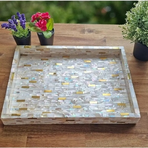 La bandeja decorativa de nácar para servir añade elegancia a cualquier ajuste, tamaño personalizado, desayuno, postre, uso doméstico - Product Image 6